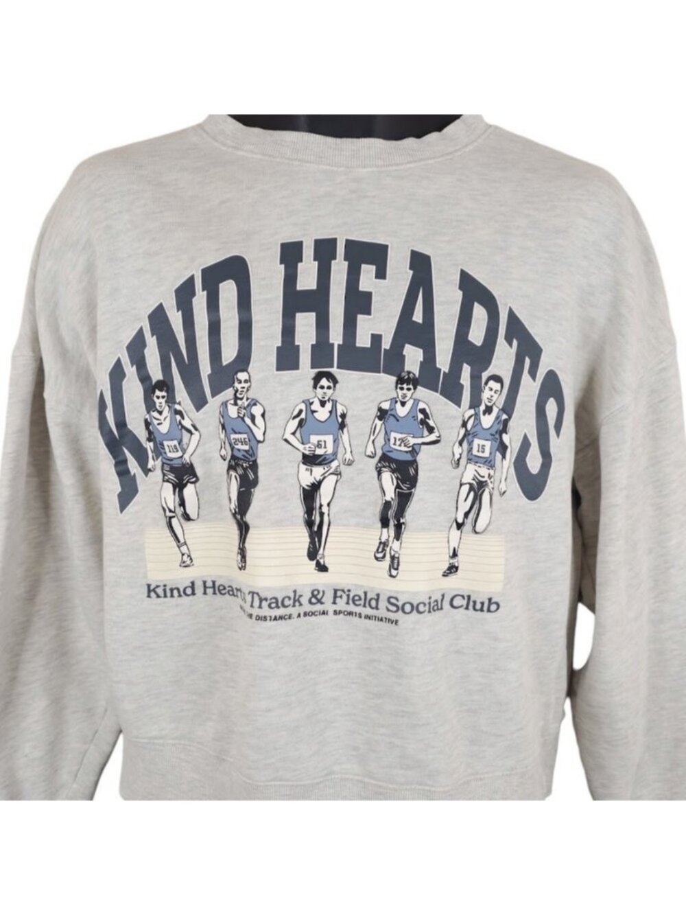 Kind Hearts Track & Field Crop Top Sweatshirt Womens Size Small Gray OVERSIZED